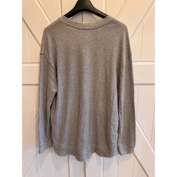 NWT Z SUPPLY JAX Cozy Waffle Henley Classic Heather Grey Sweater Womens Size L - Picture 6 of 10